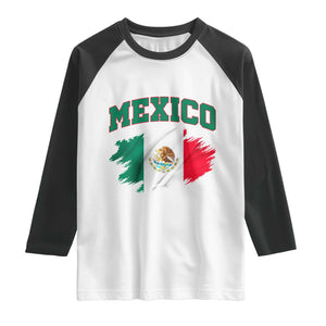 Retro Vintage Mexico Flag Raglan Shirt Mexican Pride Gift TS12 White Black Print Your Wear