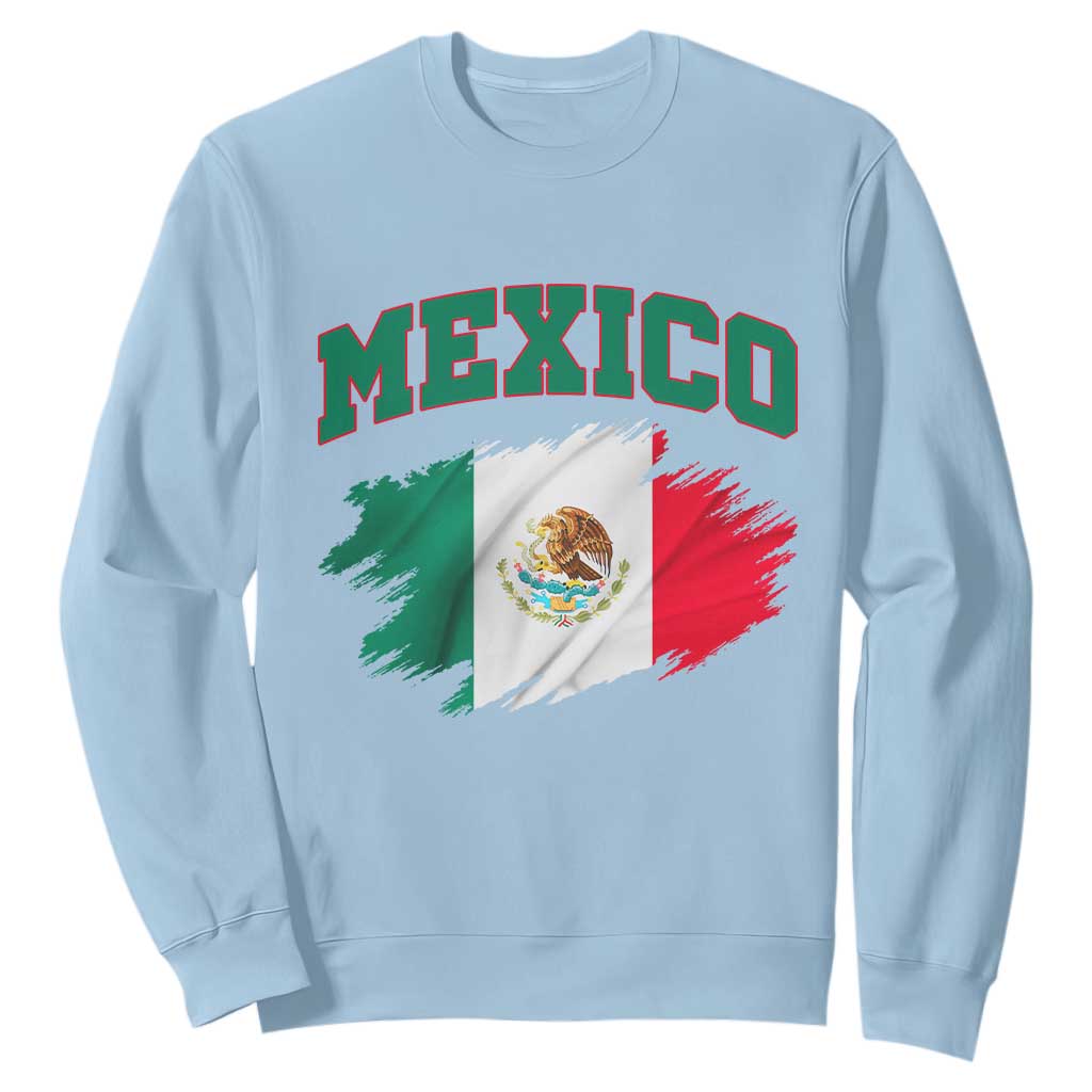 Retro Vintage Mexico Flag Sweatshirt Mexican Pride Gift TS12 Light Blue Print Your Wear