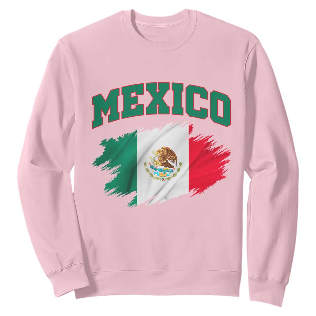 Retro Vintage Mexico Flag Sweatshirt Mexican Pride Gift TS12 Light Pink Print Your Wear