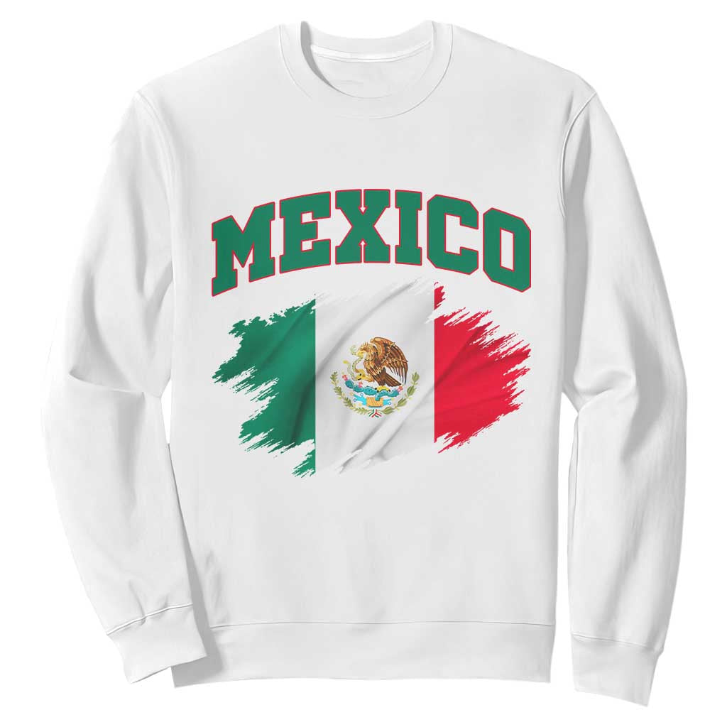 Retro Vintage Mexico Flag Sweatshirt Mexican Pride Gift TS12 White Print Your Wear