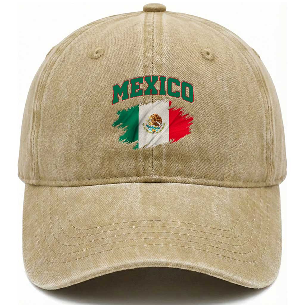 Retro Vintage Mexico Flag Washed Cotton Baseball Cap Mexican Pride Gift TS12 Print Your Wear