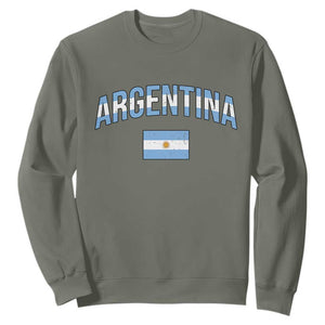 Throwback Argentina Pride Sweatshirt Vintage Flag Heritage Gift TS12 Military Green Print Your Wear