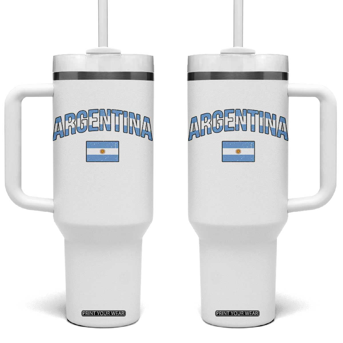 Throwback Argentina Pride Tumbler With Handle Vintage Flag Heritage Gift TS12 One Size: 40 oz White Print Your Wear