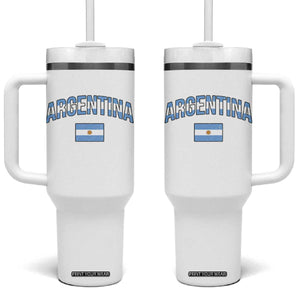 Throwback Argentina Pride Tumbler With Handle Vintage Flag Heritage Gift TS12 One Size: 40 oz White Print Your Wear