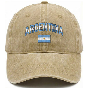 Throwback Argentina Pride Washed Cotton Baseball Cap Vintage Flag Heritage Gift TS12 Print Your Wear