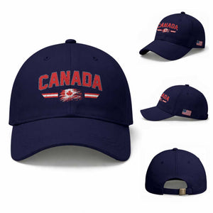 Vintage Canada Flag Baseball Cap Maple Leaf Heritage Gift TS12 Baseball Cap Universal Fit Dark Blue Print Your Wear