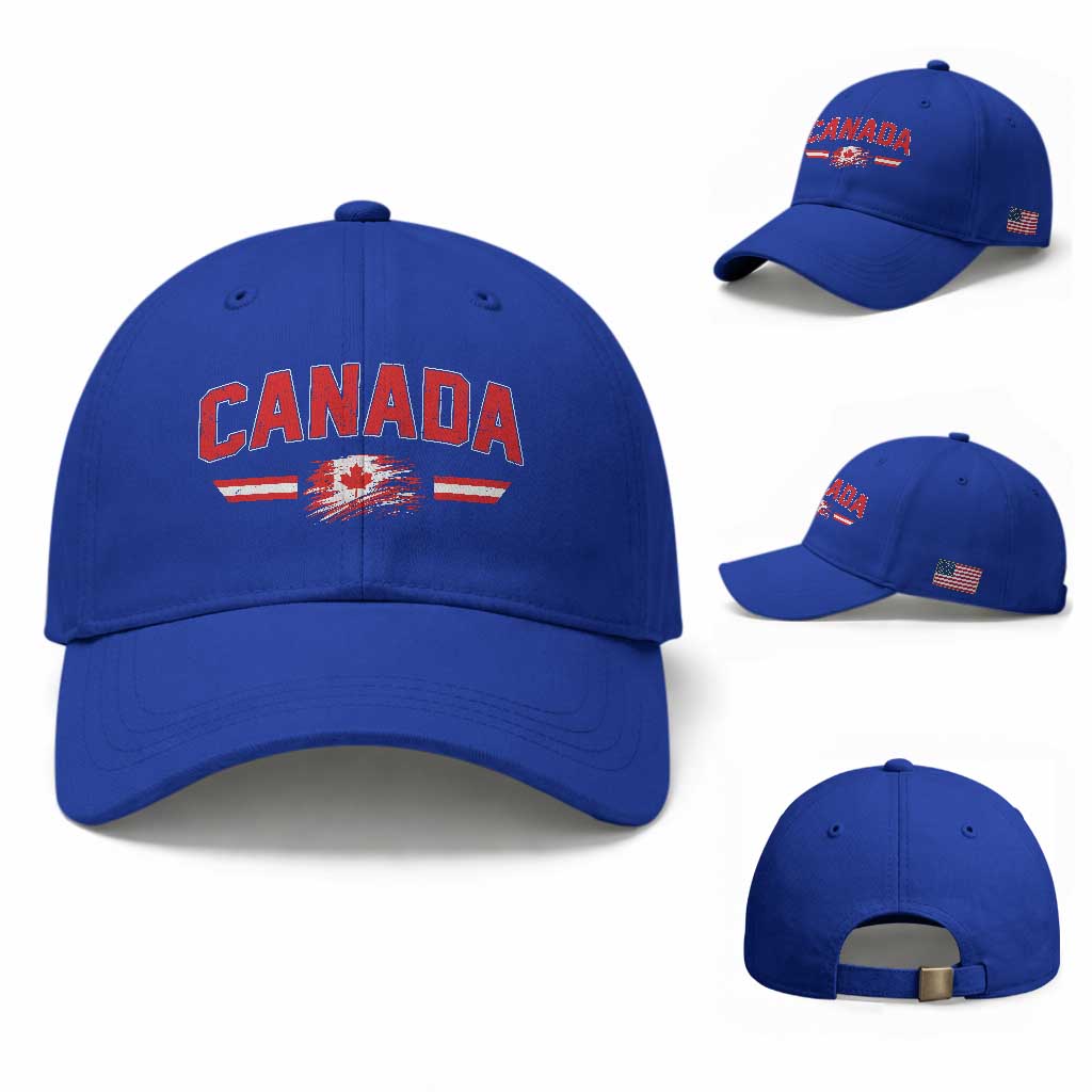 Vintage Canada Flag Baseball Cap Maple Leaf Heritage Gift TS12 Baseball Cap Universal Fit Royal Blue Print Your Wear