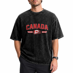 Vintage Canada Flag Washed Cotton T-Shirt Maple Leaf Heritage Gift
