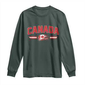 Vintage Canada Flag Long Sleeve Shirt Maple Leaf Heritage Gift TS12 Dark Forest Green Print Your Wear