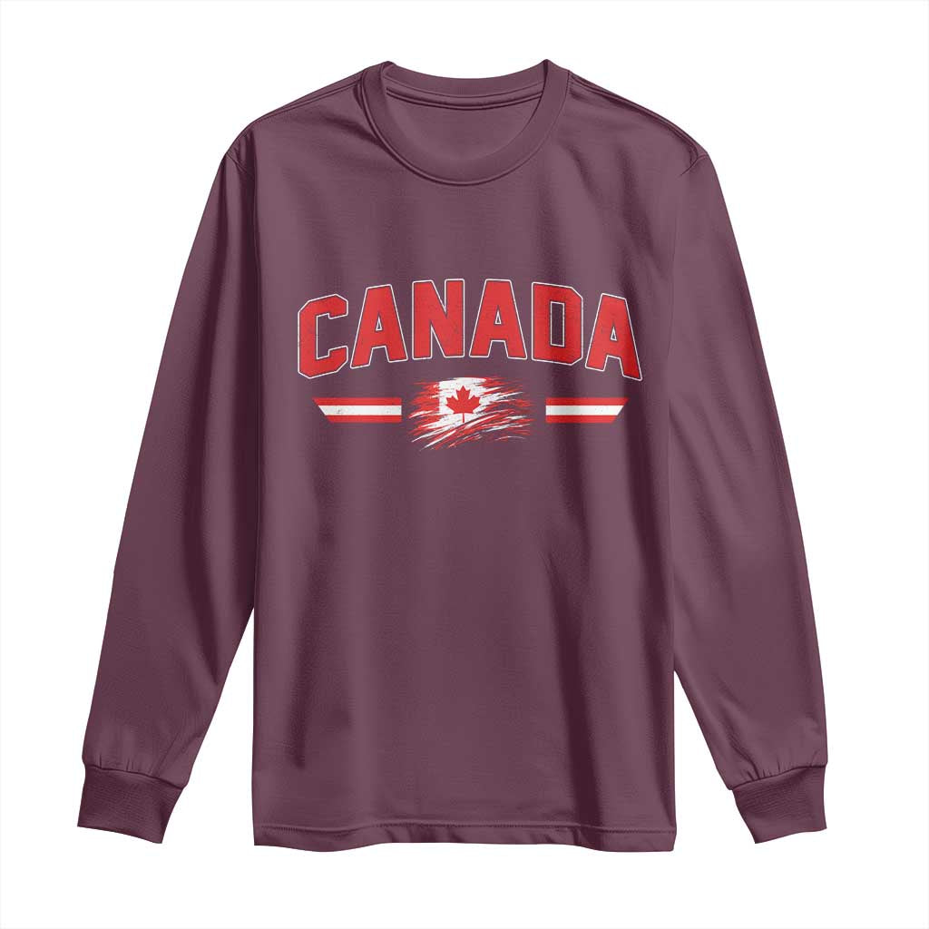 Vintage Canada Flag Long Sleeve Shirt Maple Leaf Heritage Gift TS12 Maroon Print Your Wear