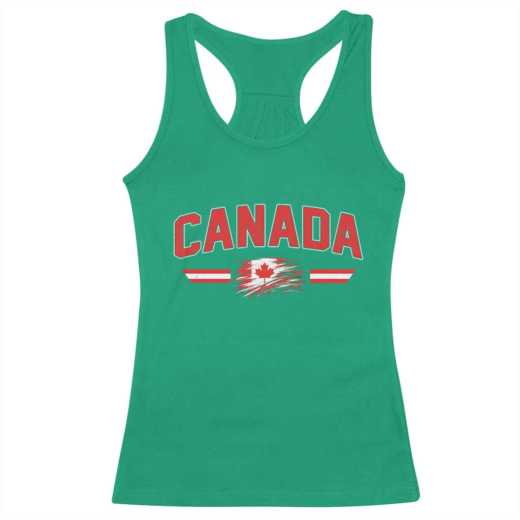 Vintage Canada Flag Racerback Tank Top Maple Leaf Heritage Gift TS12 Irish Green Print Your Wear
