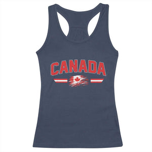 Vintage Canada Flag Racerback Tank Top Maple Leaf Heritage Gift TS12 Navy Print Your Wear