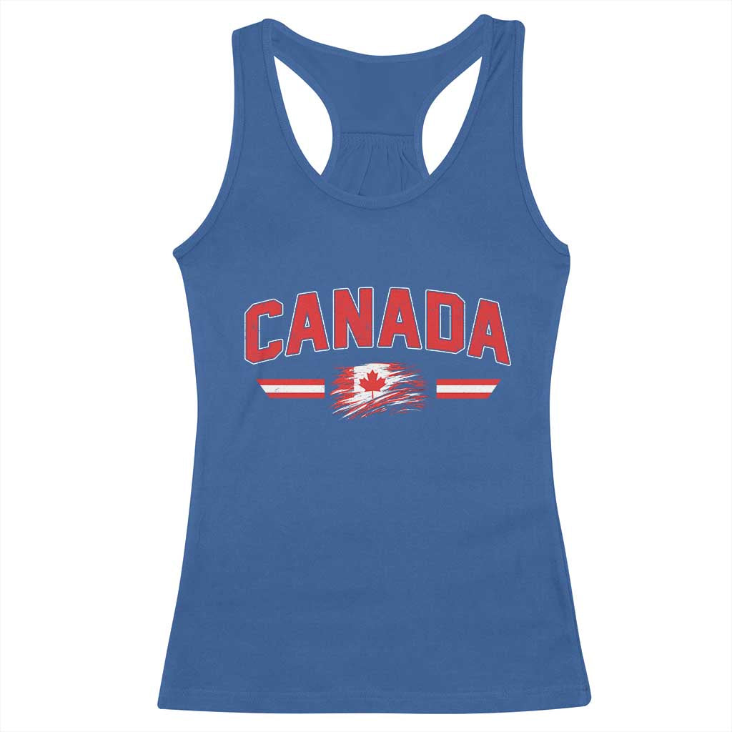 Vintage Canada Flag Racerback Tank Top Maple Leaf Heritage Gift TS12 Royal Blue Print Your Wear
