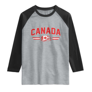 Vintage Canada Flag Raglan Shirt Maple Leaf Heritage Gift TS12 Heather Gray Black Print Your Wear