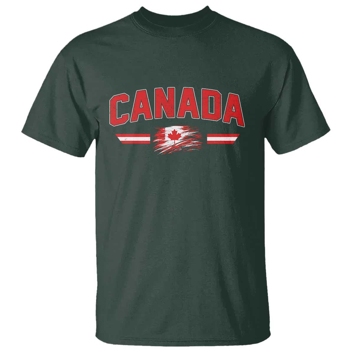 Vintage Canada Flag T Shirt Maple Leaf Heritage Gift TS12 Dark Forest Green Print Your Wear