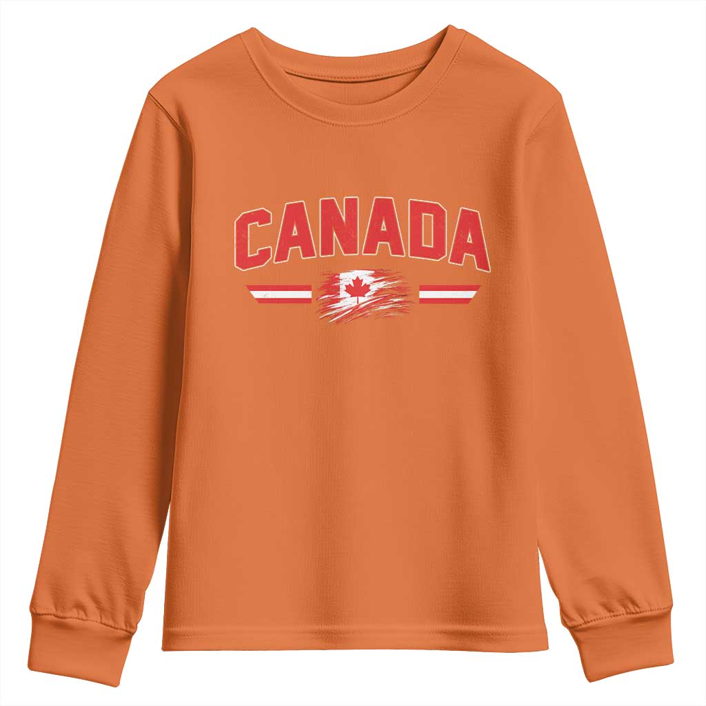 Vintage Canada Flag Youth Sweatshirt Maple Leaf Heritage Gift TS12 Orange Print Your Wear