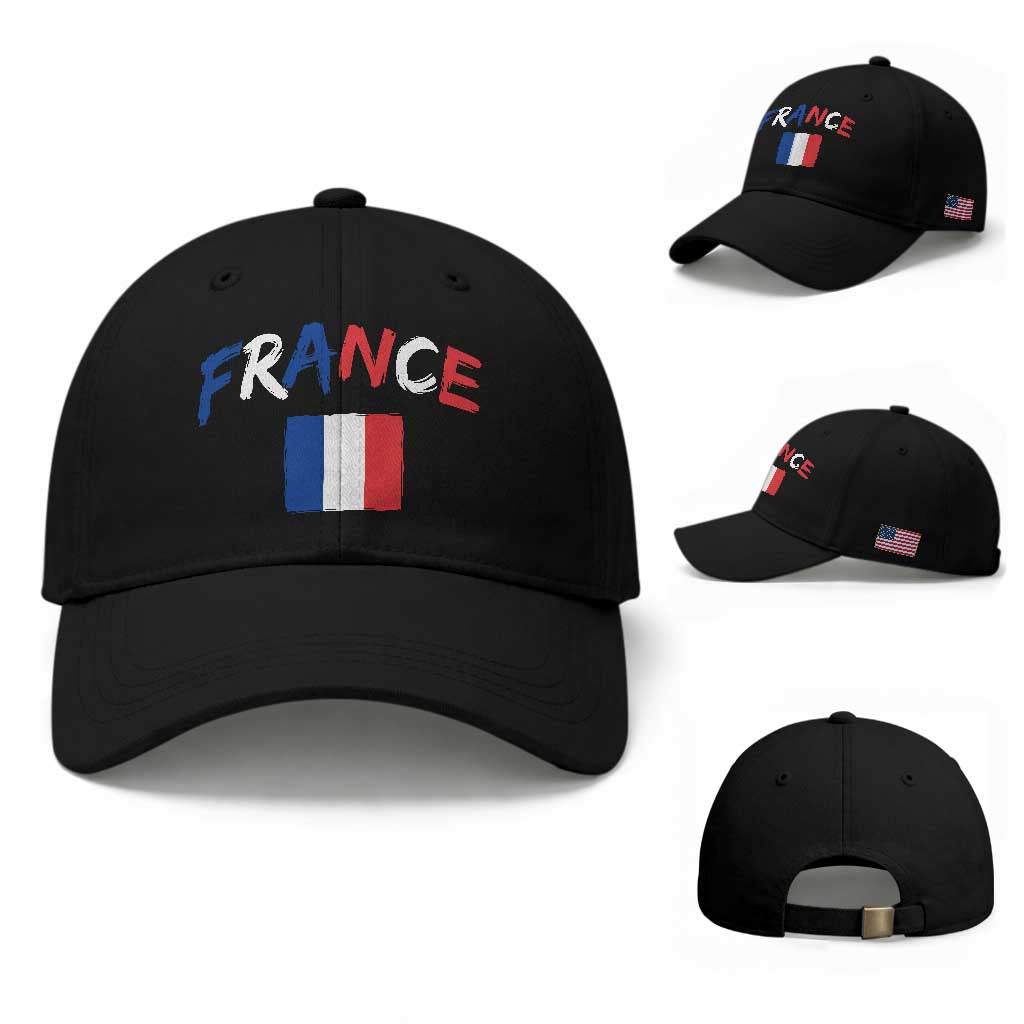 Vintage France Flag French Heritage Graphic Baseball Cap TS12 Baseball Cap Universal Fit Black Print Your Wear