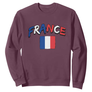 Vintage France Flag French Heritage Graphic Sweatshirt TS12 Maroon Print Your Wear
