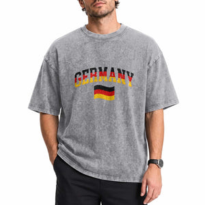 Vintage Germany Flag Washed Cotton T-Shirt Black Red Gold German Heritage Gift
