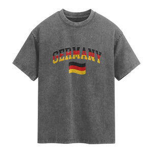 Vintage Germany Flag Washed Cotton T-Shirt Black Red Gold German Heritage Gift