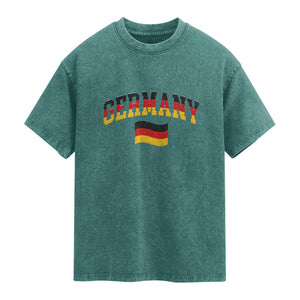 Vintage Germany Flag Washed Cotton T-Shirt Black Red Gold German Heritage Gift