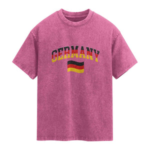 Vintage Germany Flag Washed Cotton T-Shirt Black Red Gold German Heritage Gift