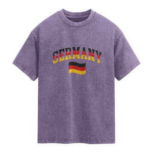 Vintage Germany Flag Washed Cotton T-Shirt Black Red Gold German Heritage Gift