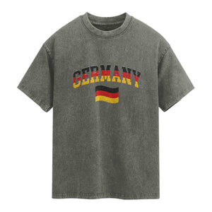 Vintage Germany Flag Washed Cotton T-Shirt Black Red Gold German Heritage Gift