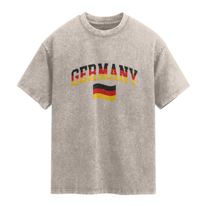 Vintage Germany Flag Washed Cotton T-Shirt Black Red Gold German Heritage Gift