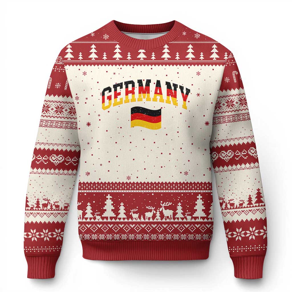 Vintage Germany Flag Ugly Christmas Sweater Black Red Gold German Heritage Gift TS12 Beige Red Print Your Wear