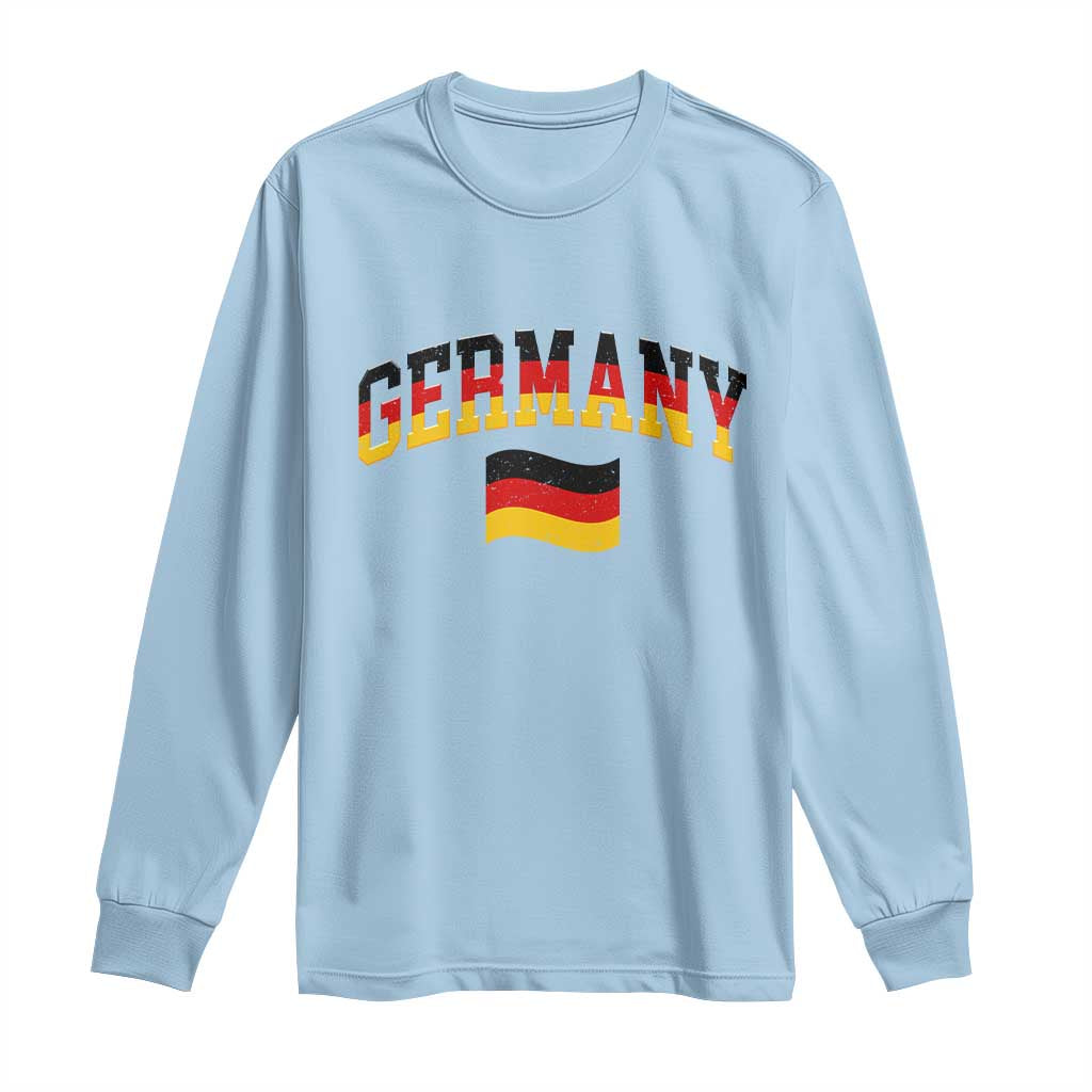 Vintage Germany Flag Long Sleeve Shirt Black Red Gold German Heritage Gift TS12 Light Blue Print Your Wear