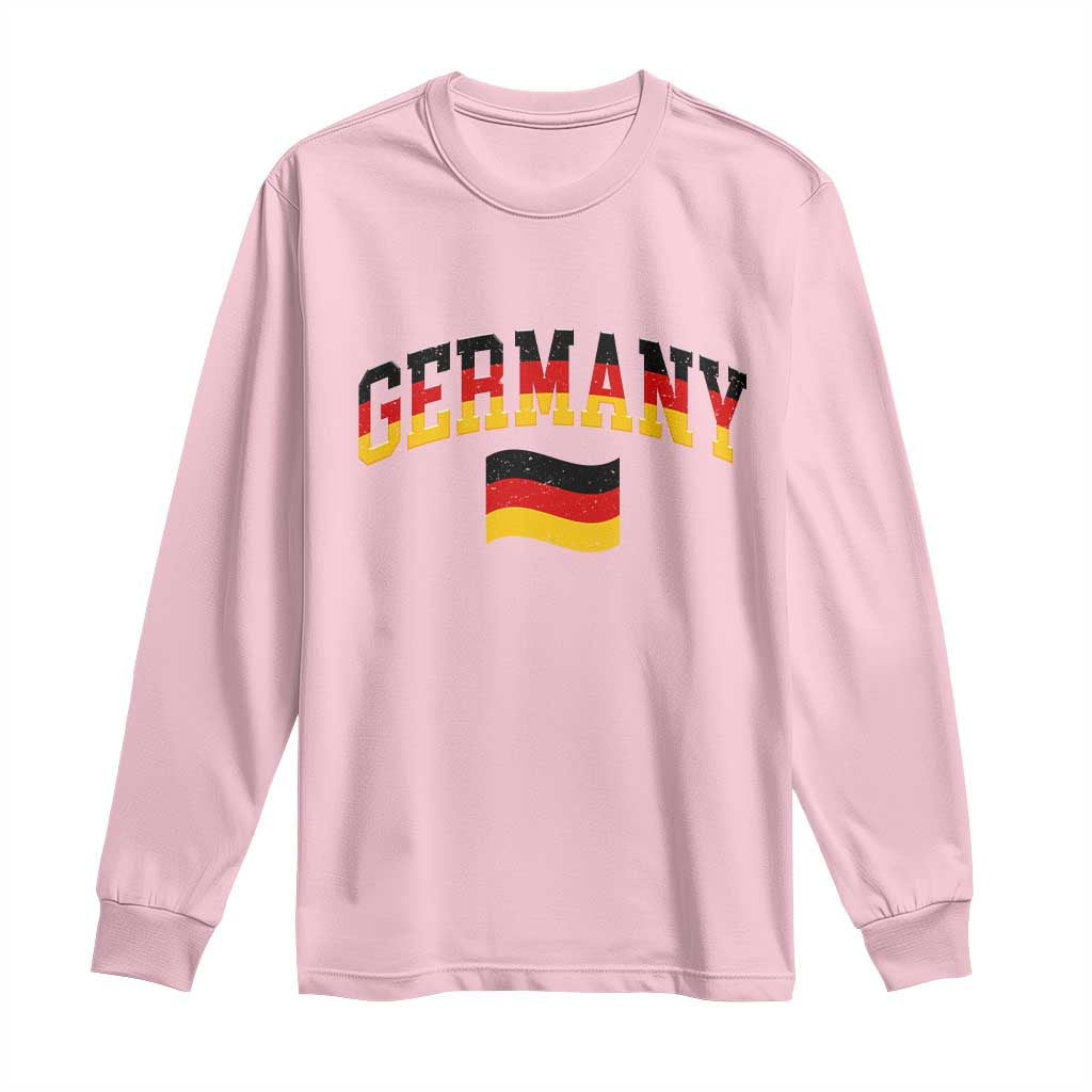 Vintage Germany Flag Long Sleeve Shirt Black Red Gold German Heritage Gift TS12 Light Pink Print Your Wear