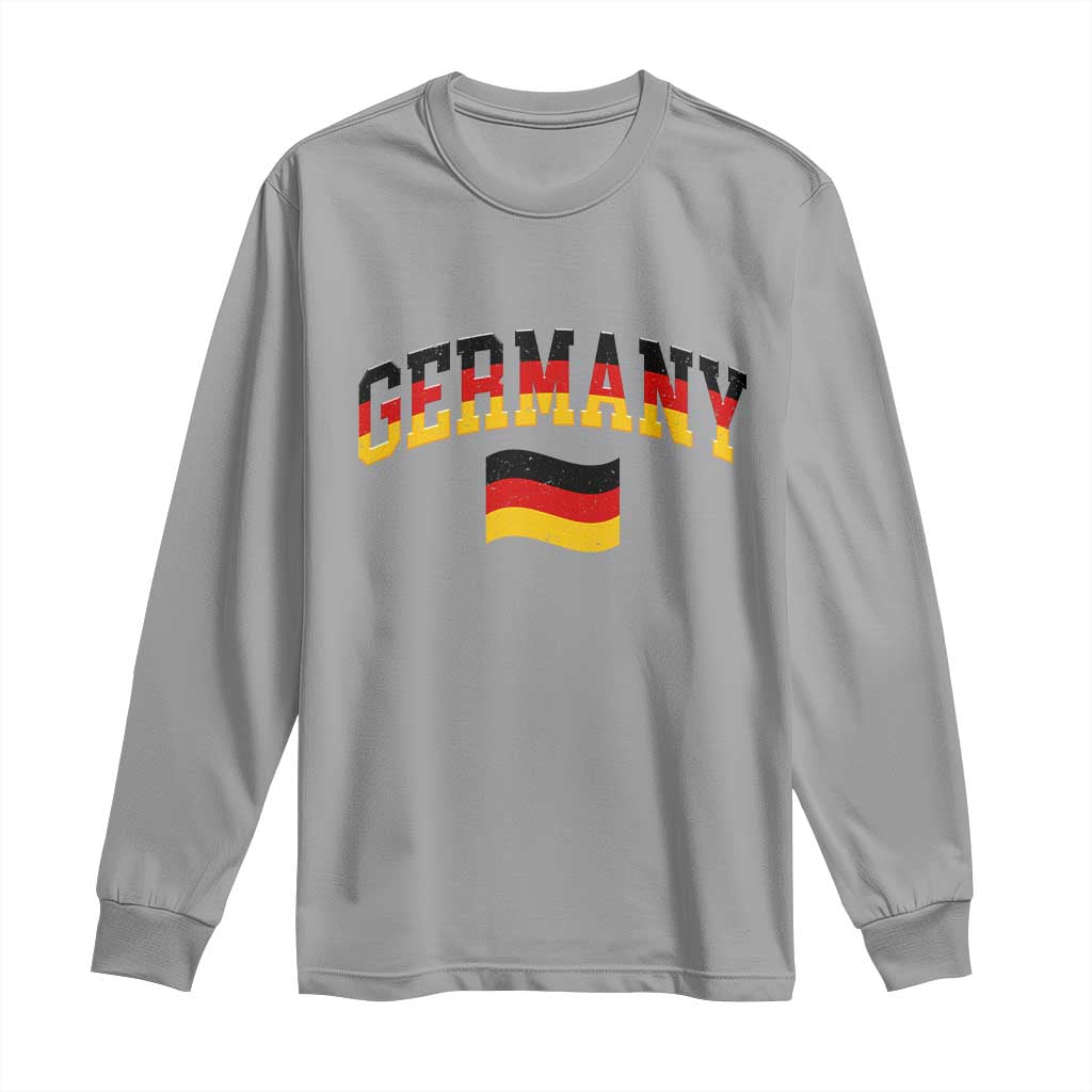 Vintage Germany Flag Long Sleeve Shirt Black Red Gold German Heritage Gift TS12 Sport Gray Print Your Wear