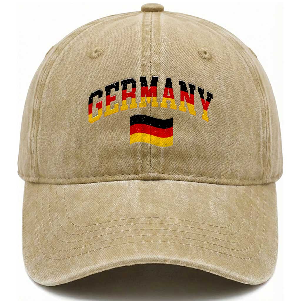 Vintage Germany Flag Washed Cotton Baseball Cap Black Red Gold German Heritage Gift TS12 Print Your Wear