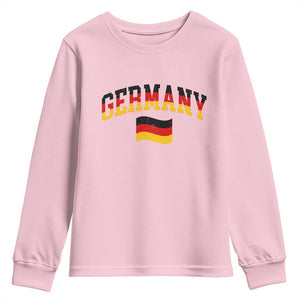 Vintage Germany Flag Youth Sweatshirt Black Red Gold German Heritage Gift TS12 Light Pink Print Your Wear