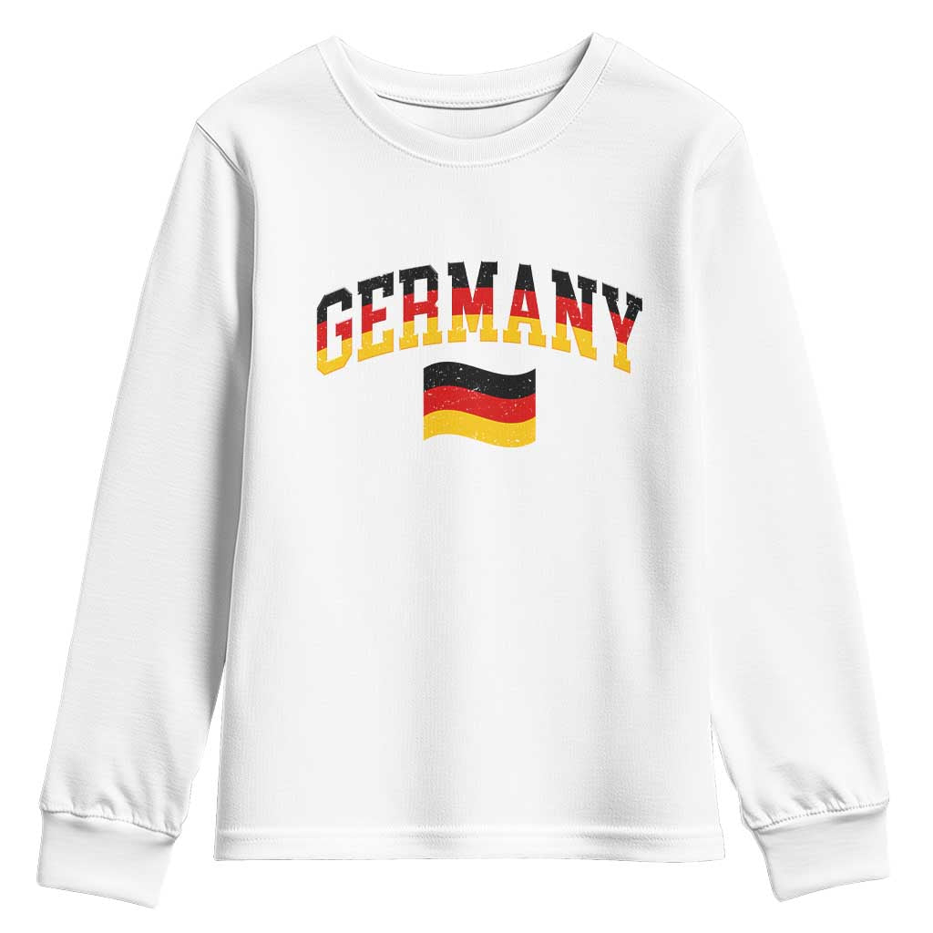 Vintage Germany Flag Youth Sweatshirt Black Red Gold German Heritage Gift TS12 White Print Your Wear