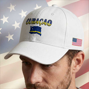 Vintage Curacao Flag Baseball Cap Dutch Caribbean Heritage Gift TS12 Print Your Wear
