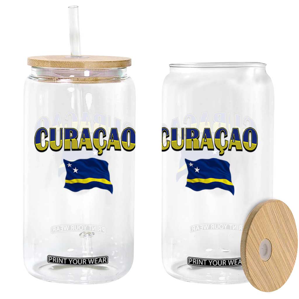 Vintage Curacao Flag Glass Can Dutch Caribbean Heritage Gift TS12 Print Your Wear