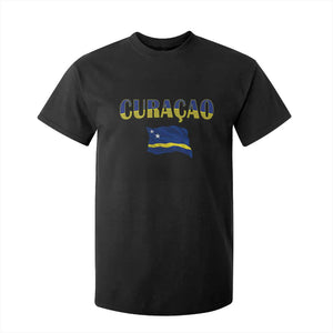 Vintage Curacao Flag T Shirt For Kid Dutch Caribbean Heritage Gift TS12 Black Print Your Wear
