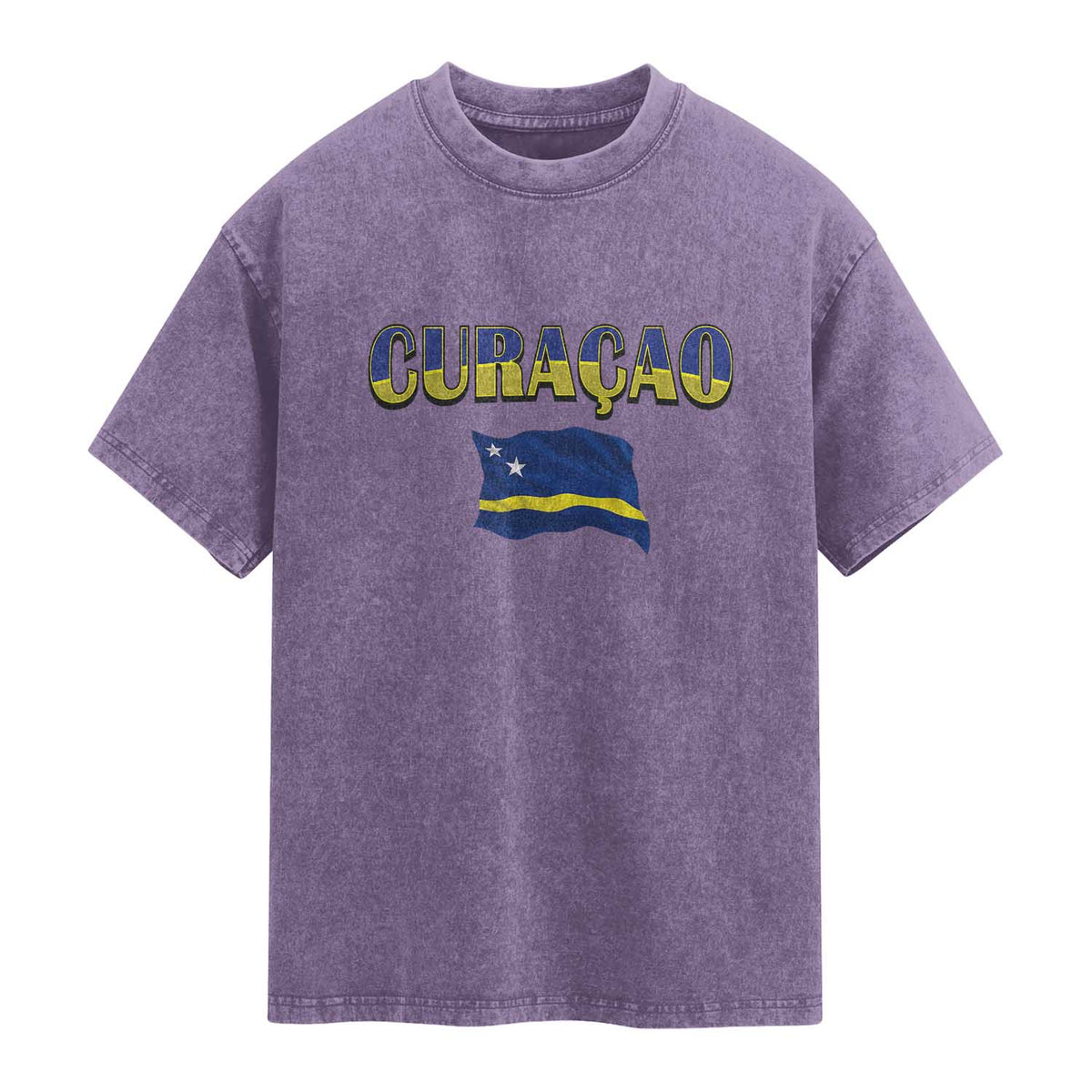 Vintage Curacao Flag Washed Cotton T-Shirt Dutch Caribbean Heritage Gift