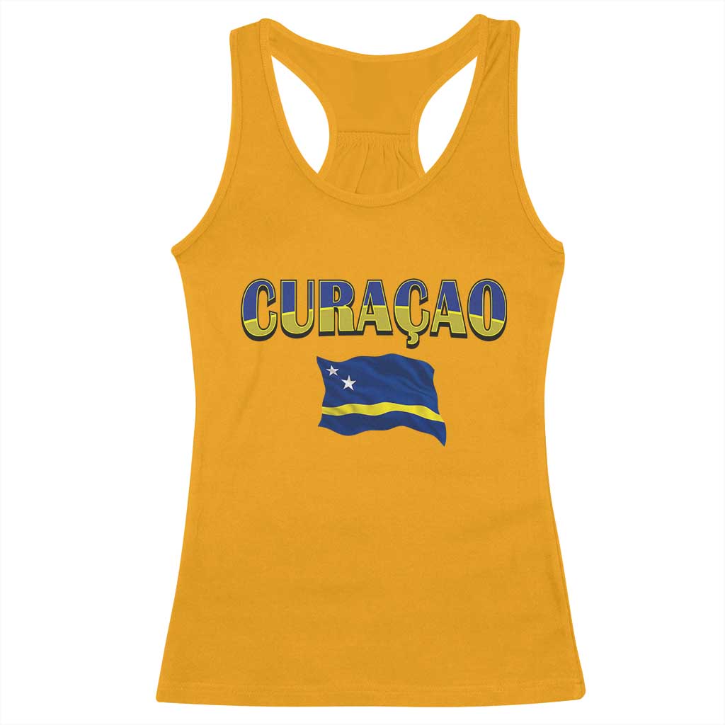 Vintage Curacao Flag Racerback Tank Top Dutch Caribbean Heritage Gift TS12 Gold Print Your Wear