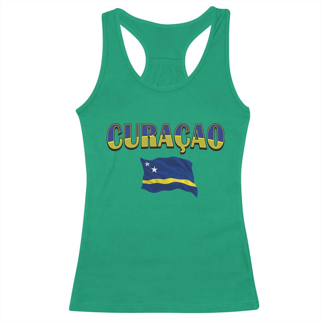 Vintage Curacao Flag Racerback Tank Top Dutch Caribbean Heritage Gift TS12 Irish Green Print Your Wear