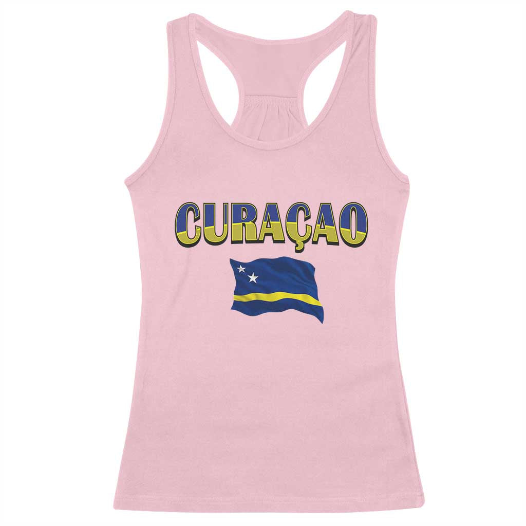 Vintage Curacao Flag Racerback Tank Top Dutch Caribbean Heritage Gift TS12 Light Pink Print Your Wear