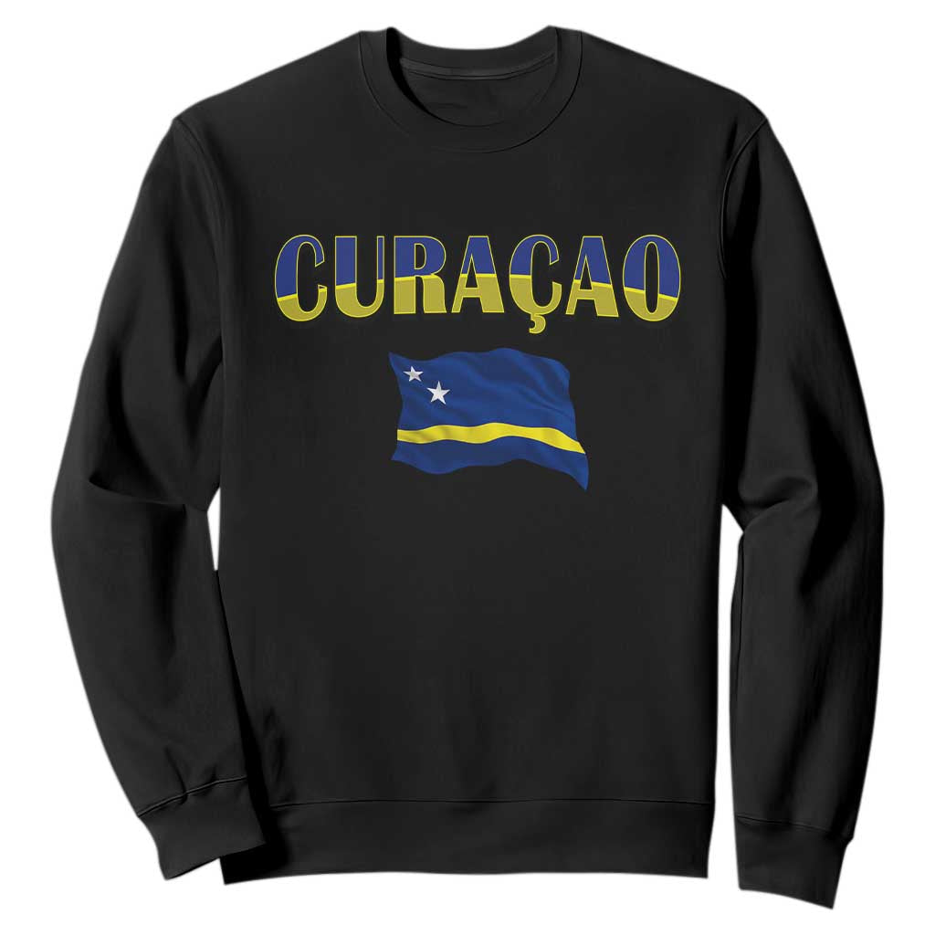 Vintage Curacao Flag Sweatshirt Dutch Caribbean Heritage Gift TS12 Black Print Your Wear