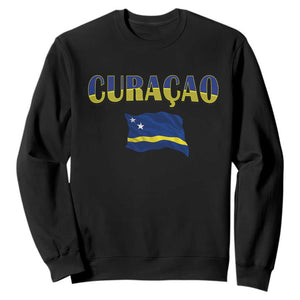 Vintage Curacao Flag Sweatshirt Dutch Caribbean Heritage Gift TS12 Black Print Your Wear