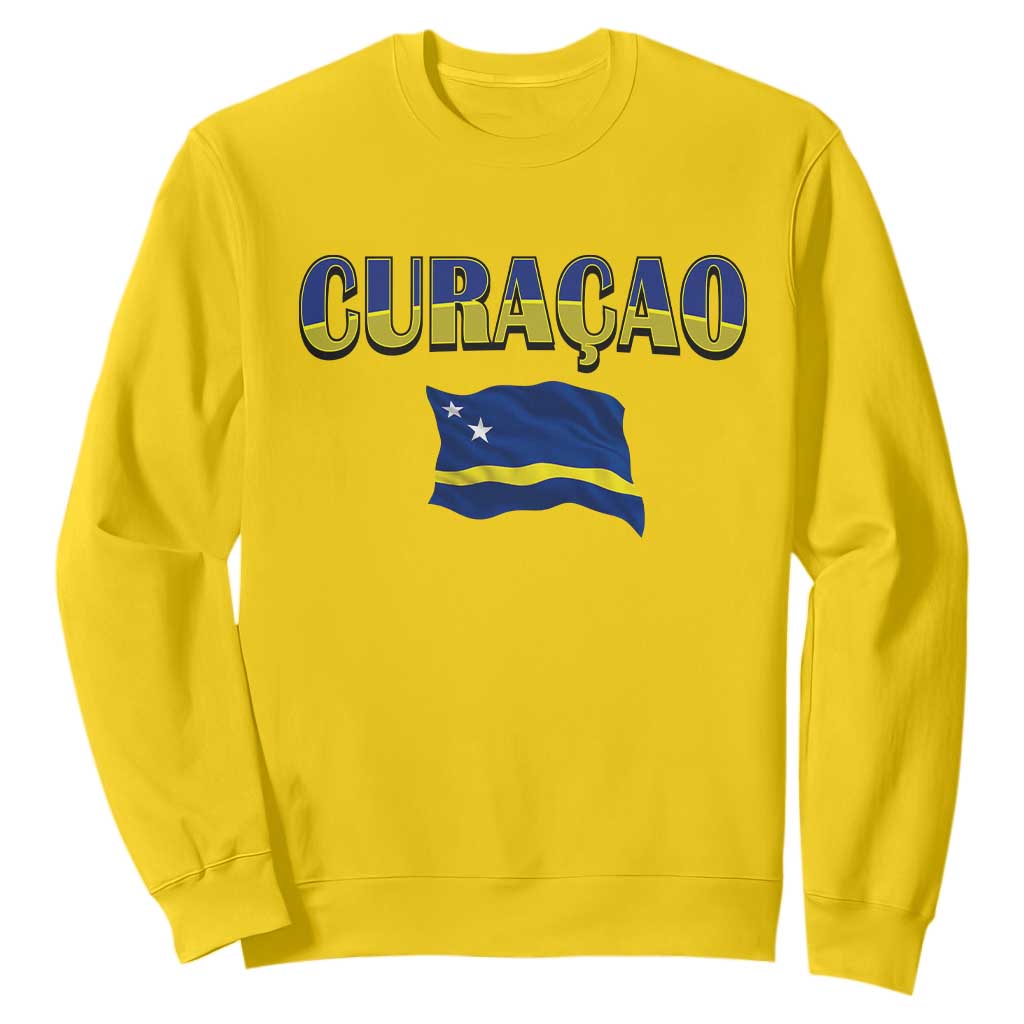 Vintage Curacao Flag Sweatshirt Dutch Caribbean Heritage Gift TS12 Daisy Print Your Wear