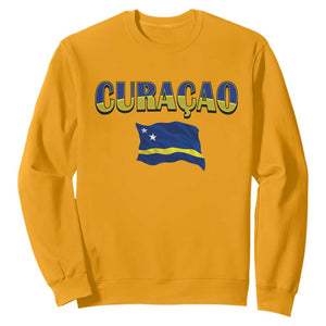 Vintage Curacao Flag Sweatshirt Dutch Caribbean Heritage Gift TS12 Gold Print Your Wear