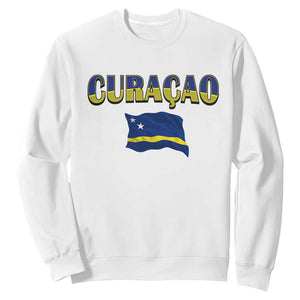 Vintage Curacao Flag Sweatshirt Dutch Caribbean Heritage Gift TS12 White Print Your Wear