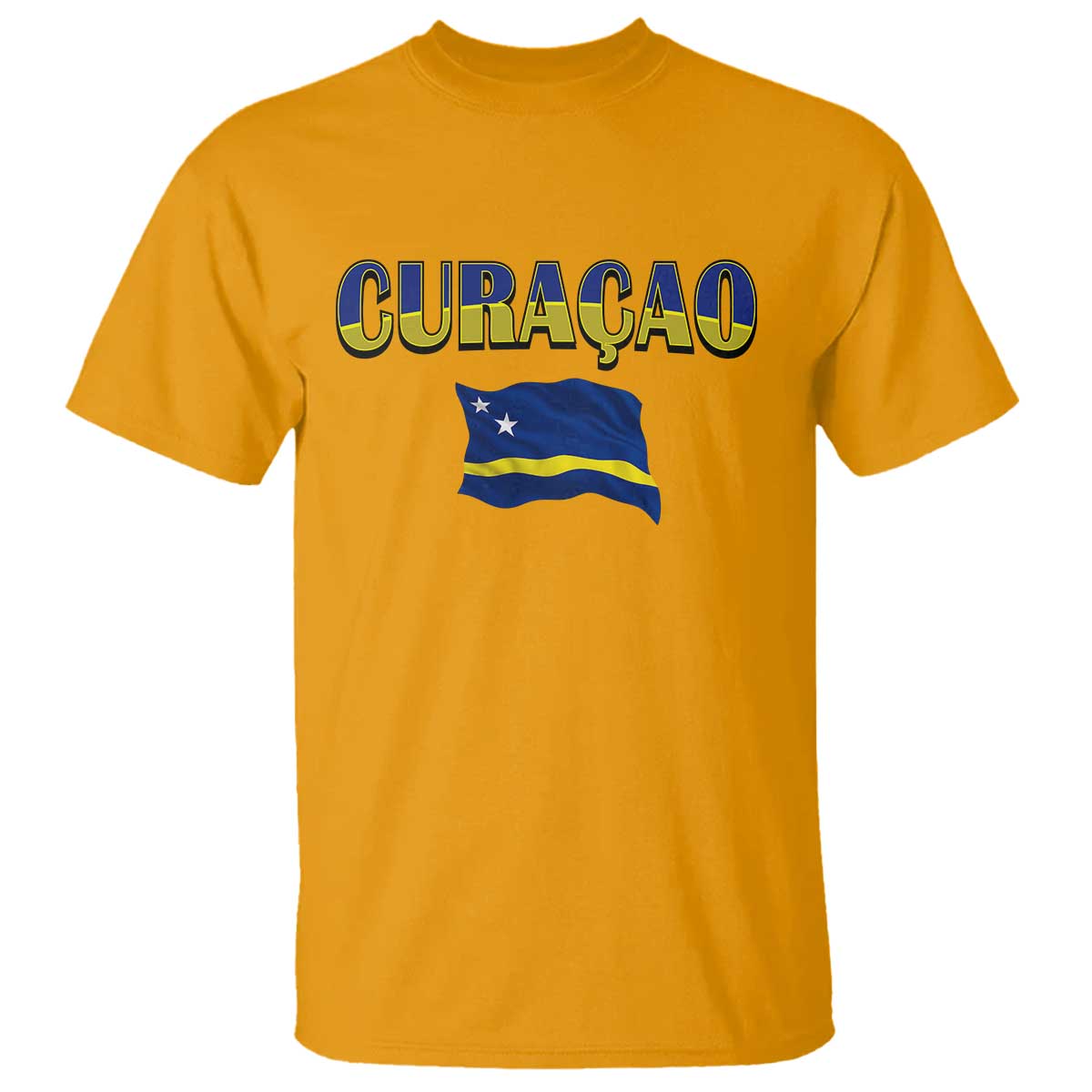 Vintage Curacao Flag T Shirt Dutch Caribbean Heritage Gift TS12 Gold Print Your Wear