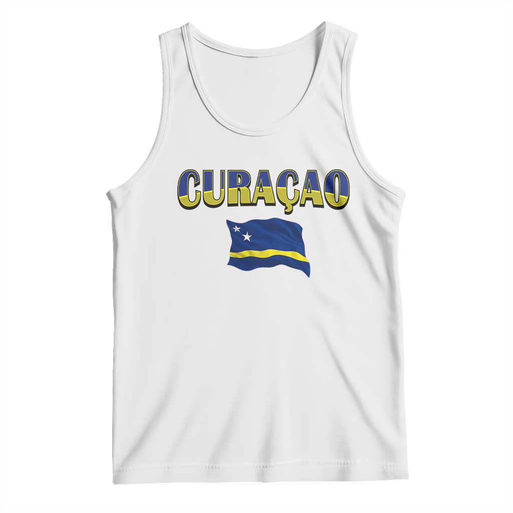 Vintage Curacao Flag Tank Top Dutch Caribbean Heritage Gift TS12 White Print Your Wear